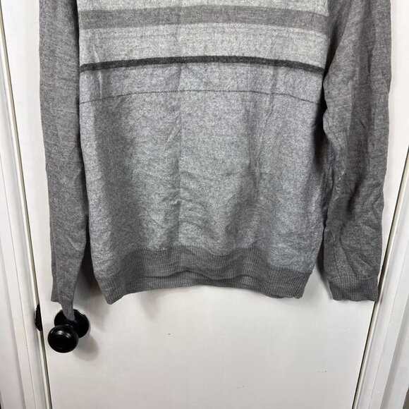 Calvin Klein Italian Yarn Heather Gray Striped Sweater |Merino Wool Blend | Sz M - Picture 5 of 9